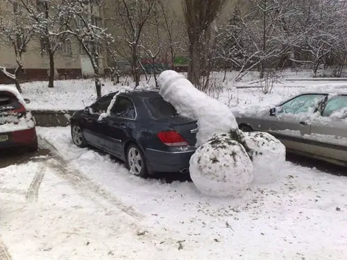 Snow Penis On Car