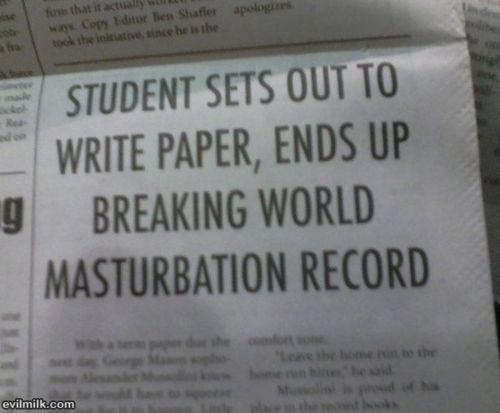Student Breaks World Masturbation Record